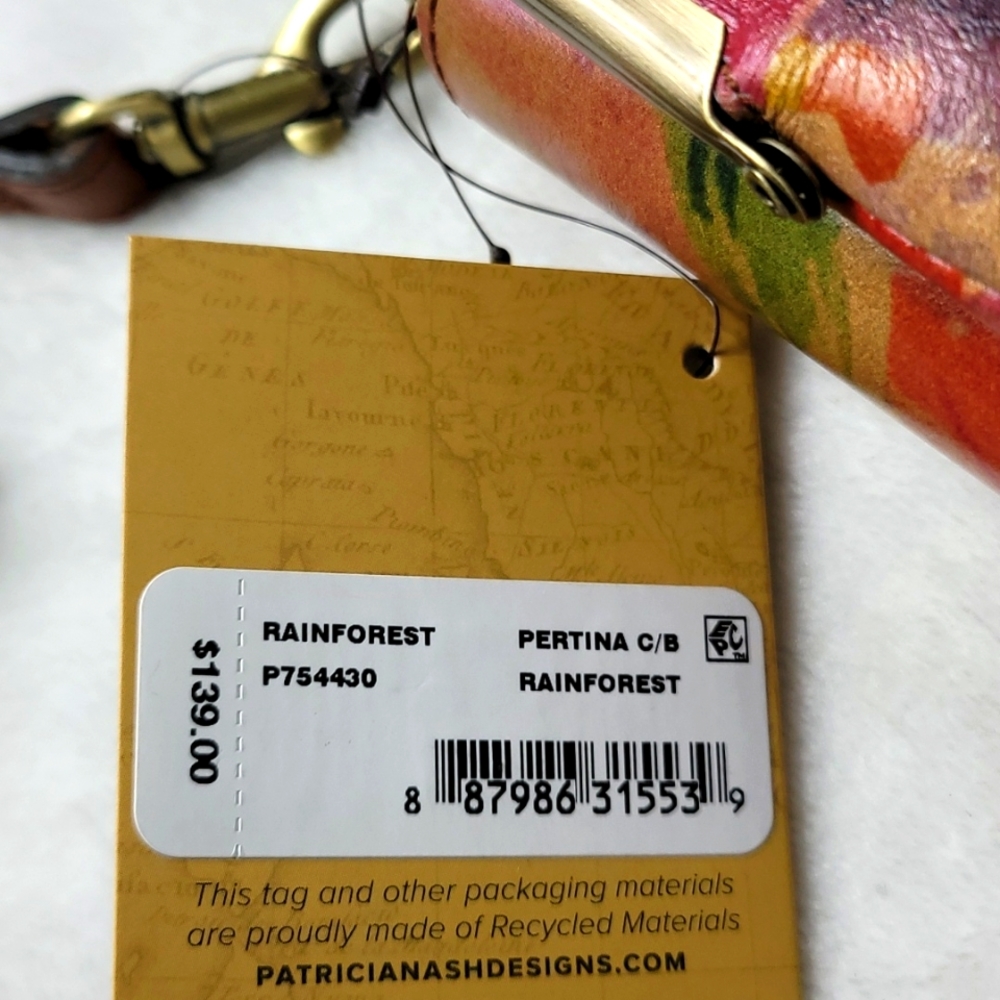 Patricia Nash Leather Pertina Printed Rainforest Frame Crossbody w Dust … - Picture 9 of 9